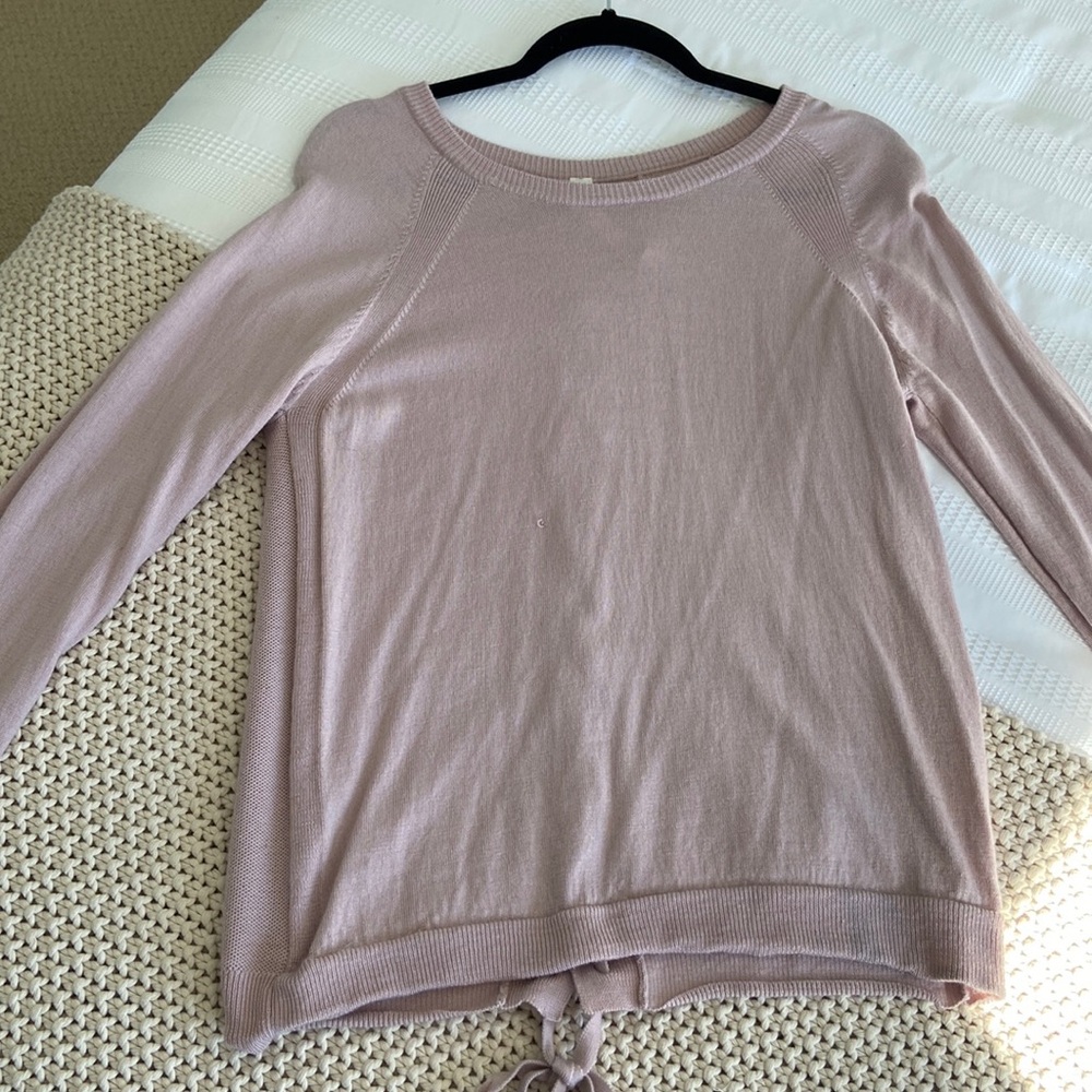LULULEMON Tied to You Laced Back Merino Wool Sweater Misty Pink Size 8